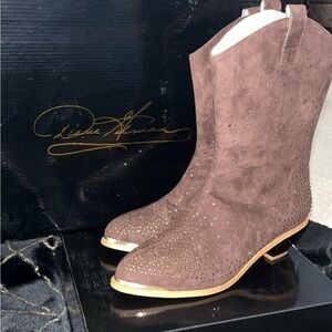 Diane Gilman Brown Studded Heeled Boots